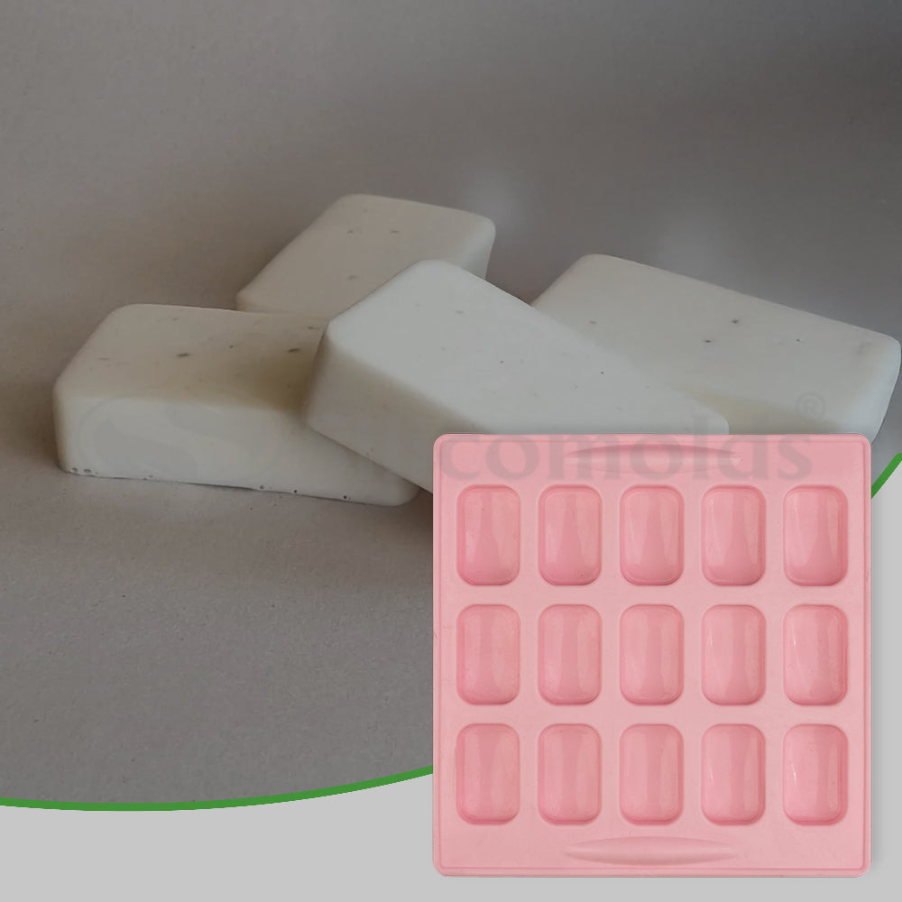 SILICOMOLDS - 30gms - Rectangle Shape- 15 Cavities Silicone Soap Mold-URP013SM